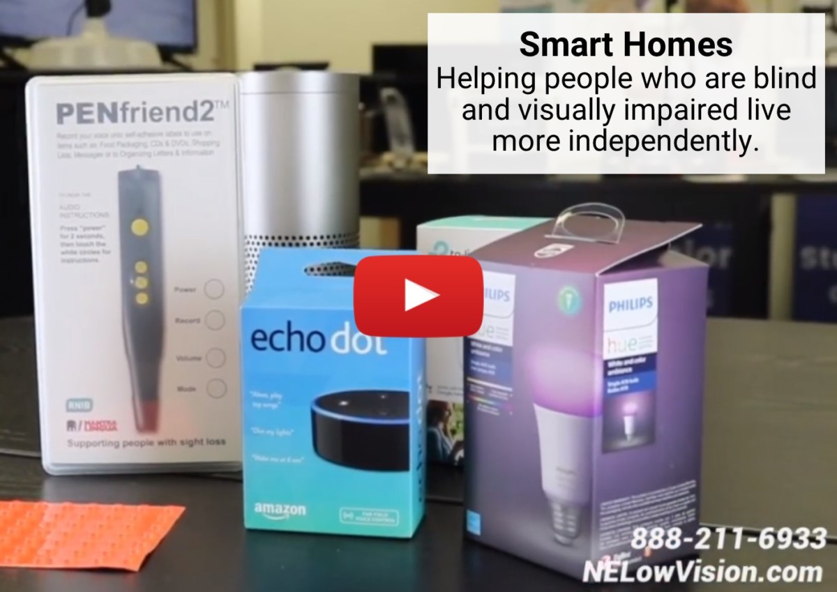 Image of selected products for Smart Home with text - Smart Home - Helping people who are blind and visually impaired live more independently.