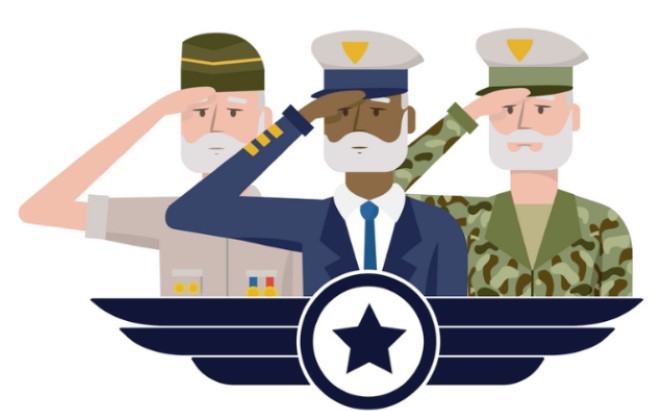Illustration of 3 Veterans in uniform saluting