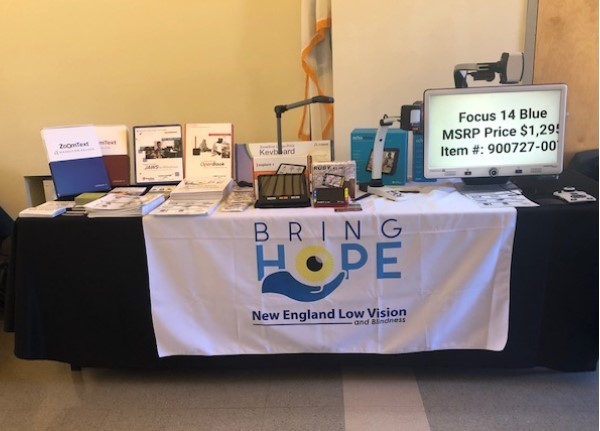 NELVB Table at 2019 Carroll Center Technology Fair-Bring Hope table cover