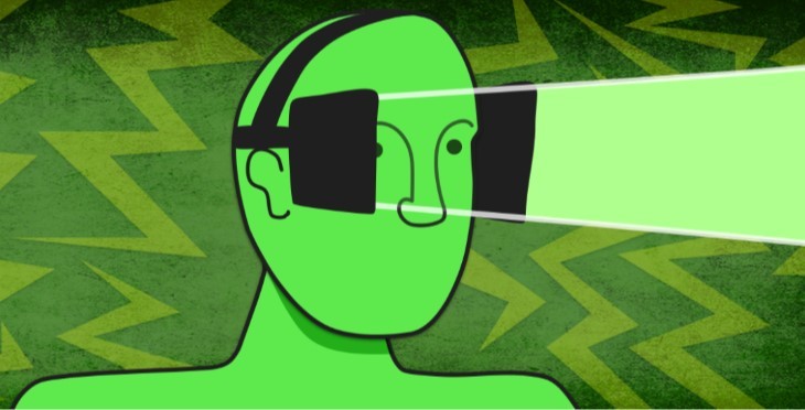 Illustration of person viewing with blinders on