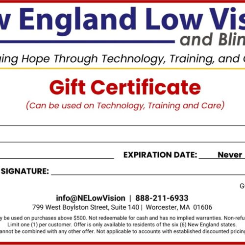 New England Low Vision and Blindness Gift Certificate