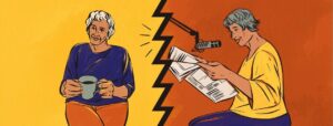Illustration of person reading to another