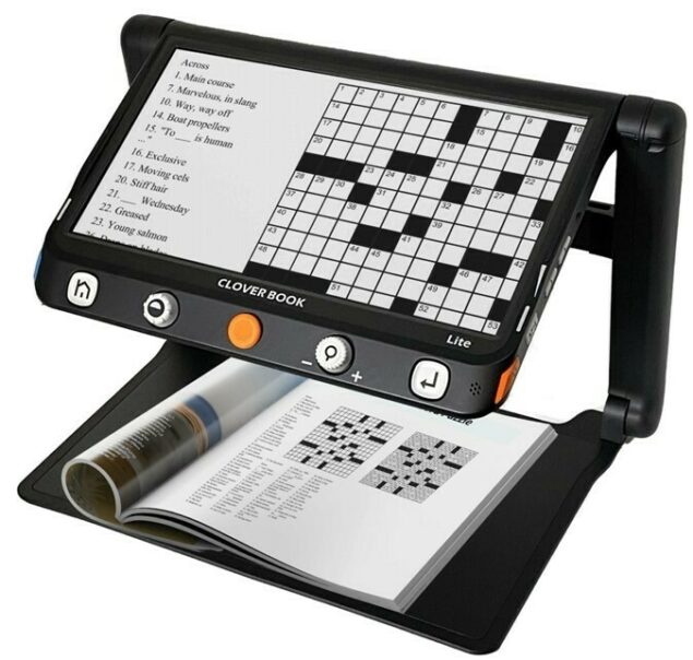 Cloverbook LIte with crossword puzzle on screen