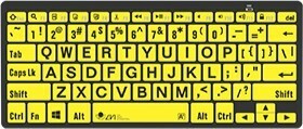 Bluetooth Large Print Keyboard - Black Text on Yellow Background  
