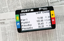 RUBY magnifying a newspaper stock listing