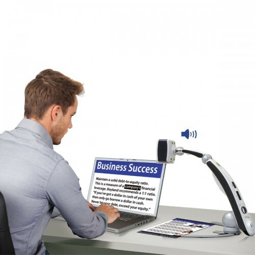 Transformer HD Person sitting at desk with information on screen