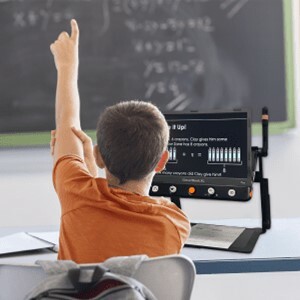 CloverBook Pro XL in the classroom with person raising hand