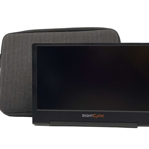 CloverView XL Portable Magnifier with External Screen Front view with carry bag