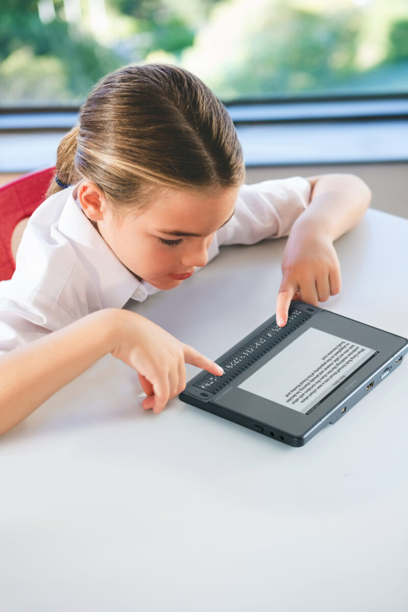 BrailleNote Touch Plus-Student using