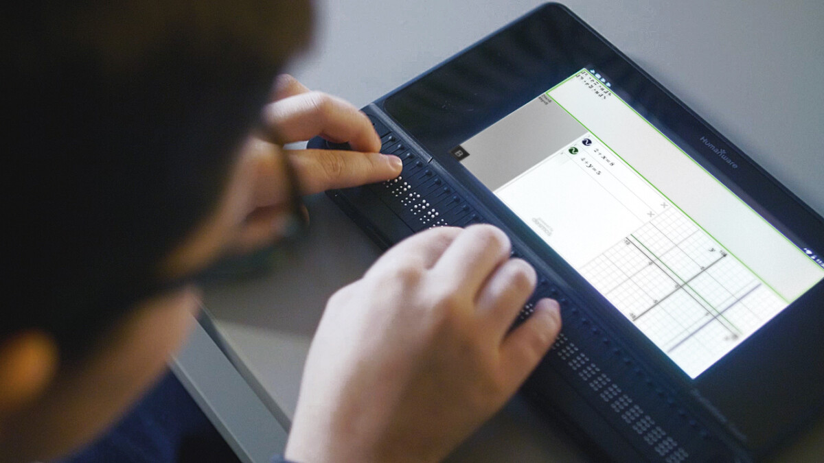 BrailleNote Touch Plus-With hands on keyboard