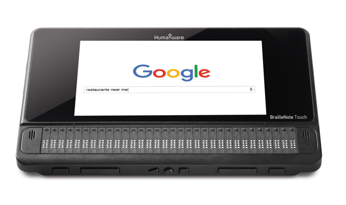 BrailleNote Touch Plus-full front with Google on the screen