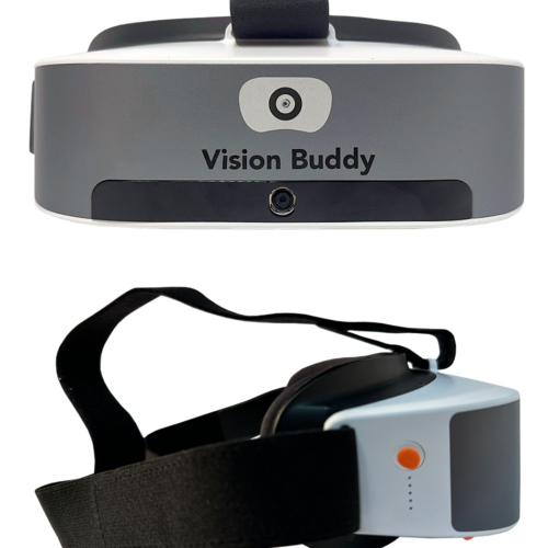 Image of Vision Buddy Mini-with two images top one front view and bottom one the right side view