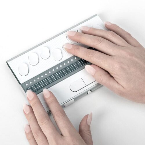 BraillePen 24 Braille Display-With hands touching